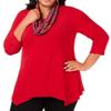 NY CoIIection Plus Size Handkerchief Hem Top Printed Scarf Red 1X view 1