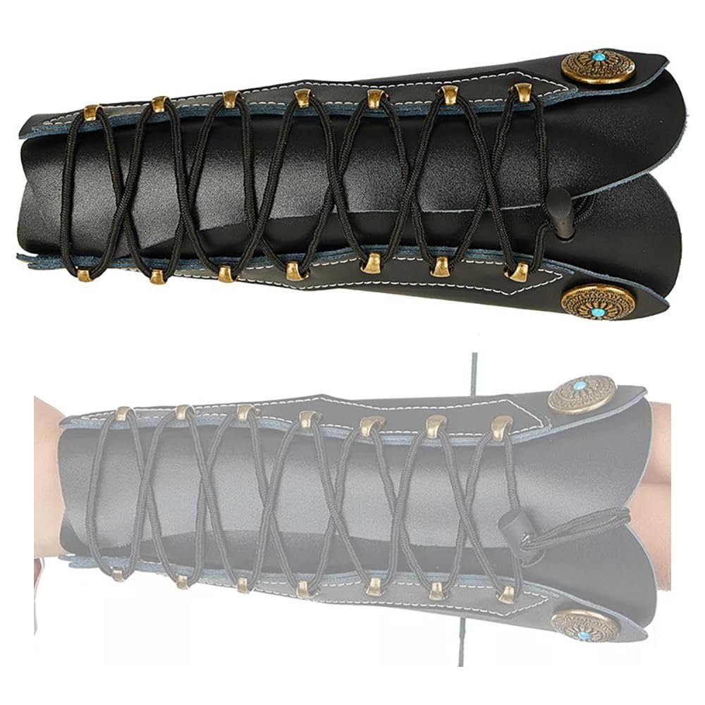 Cow Leather Arm Guard for Archery Protector Gear Bow Arrow Traditional Shoot Hunting Adjustable Traditional Bow Hunting Protector Left/Right Hand Forearm Sleeve