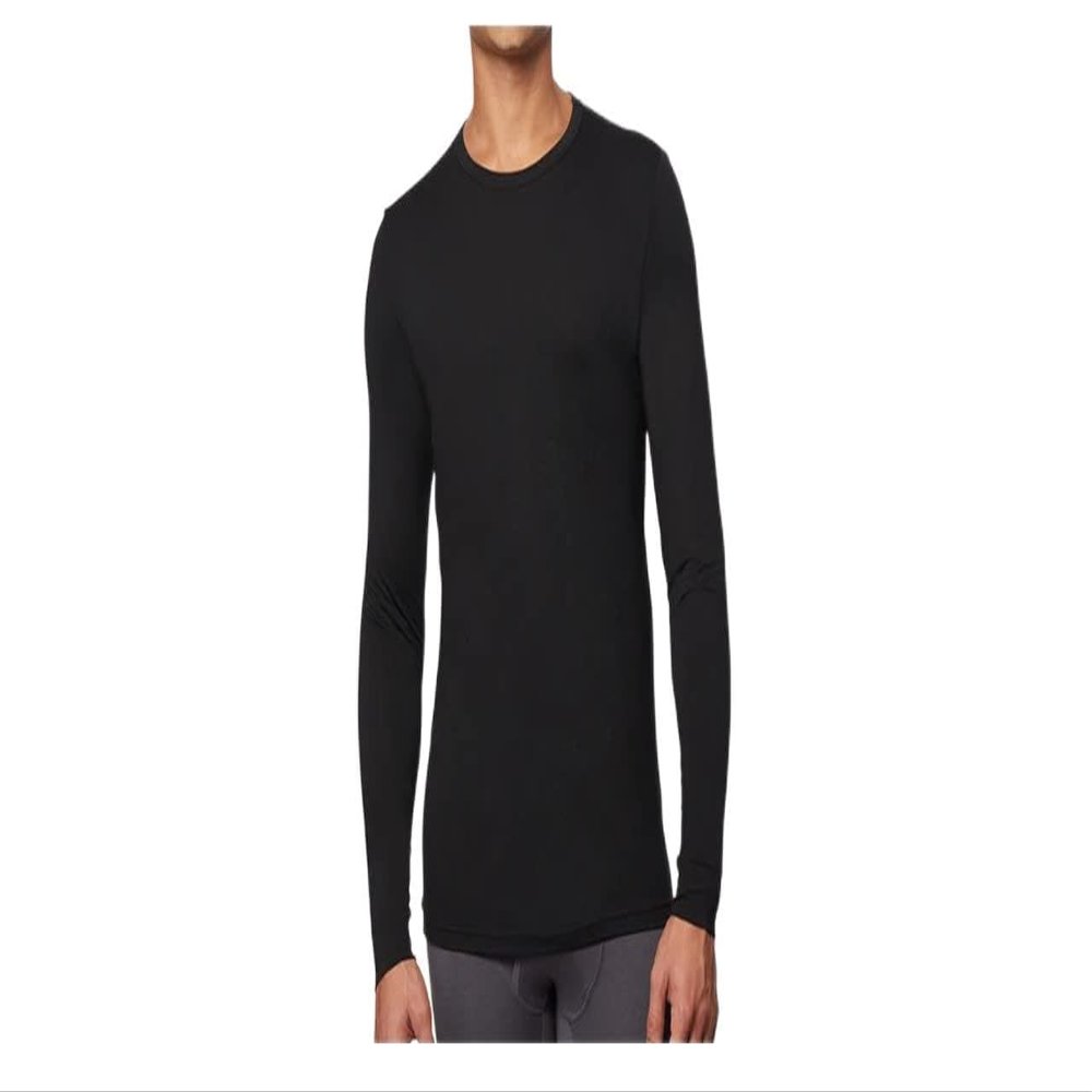 32 DEGREES Heat Men's Long Sleeve Crew Neck Tee (XX-Large, Black/Black)