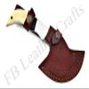 FB LEATHER CRAFTS Tactical Combat Custom Made Damascus Steel Hunting Axe/Throwing Hatchets Smart Axe FBA-0013 (Natural Bone and Black Horn) view 4