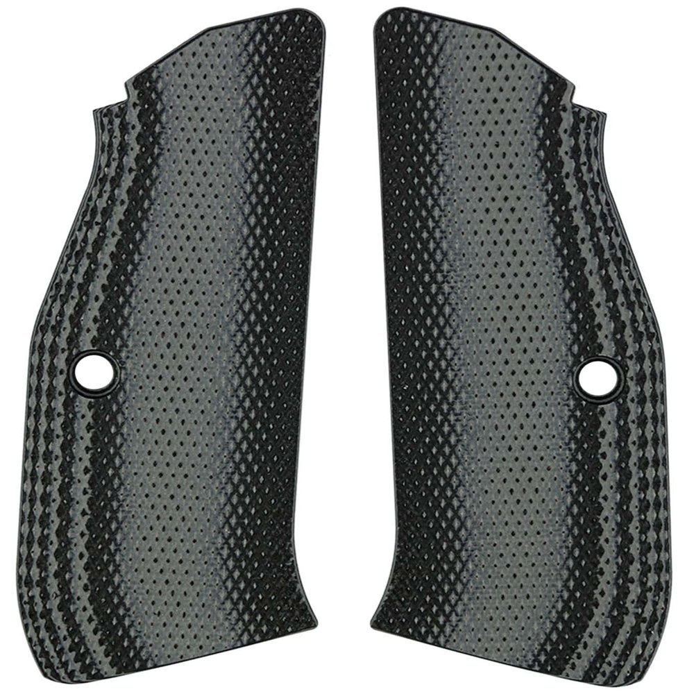 LOK Grips CZ Shadow 2 Thin Full Checkered Grips G10 Gray/Black