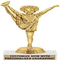 Crown Awards Cheerleading Trophies - 6" Gold Junior Cheerleader Trophy On White Marble Base - 10 Pack Prime