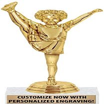 Crown Awards Cheerleading Trophies - 6" Gold Junior Cheerleader Trophy On White Marble Base - 10 Pack Prime