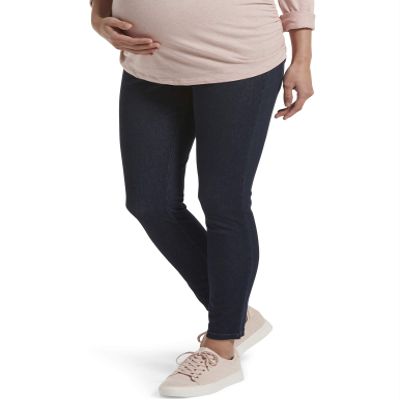 HUE womens Ultra Soft Denim Maternity Skimmer Leggings Pants, Deep Indigo Wash, X-Large US
