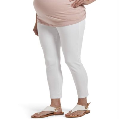 Hue Women's Ultra Soft Denim Maternity Skimmer Leggings Pants, White, X-Small US