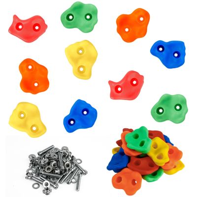 C CRYSTAL LEMON 10PCS Kids Rock Climbing Holds Colorful Hand and Foot Grips with Mounting Hardware Indoor Outdoor Wall Accessories for Backyard or Playset Climbing Fun