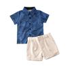 Kids Baby Boys Summer Clothes Short Sleeve T-Shirt Tops+Short Pants Toddler Gentleman Beach Outfits 1-6 T(Off-White, 5-6 Years) view 1