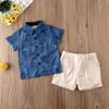 Kids Baby Boys Summer Clothes Short Sleeve T-Shirt Tops+Short Pants Toddler Gentleman Beach Outfits 1-6 T(Off-White, 5-6 Years) view 2