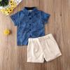 Kids Baby Boys Summer Clothes Short Sleeve T-Shirt Tops+Short Pants Toddler Gentleman Beach Outfits 1-6 T(Off-White, 5-6 Years) view 3