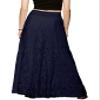 CHARTOU Womens Elegant Floral Lace Elastic High Waist Pleated Maxi Long Beach Skirts (XX-Large, Navy) view 2