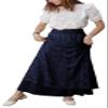 CHARTOU Womens Elegant Floral Lace Elastic High Waist Pleated Maxi Long Beach Skirts (XX-Large, Navy) view 3