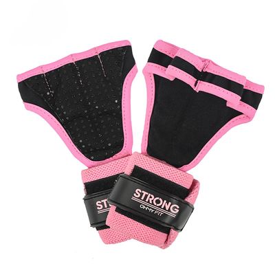 OHMY FIT Strong Women's Wrist Wrap Gloves - Wrist Support and Palm Protection Glove - Crossfit Grips - Training Accessories Great for Workout, Weight Lifting, Pilates, Yoga & More (Large, Pink)
