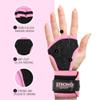 OHMY FIT Strong Women's Wrist Wrap Gloves - Wrist Support and Palm Protection Glove - Crossfit Grips - Training Accessories Great for Workout, Weight Lifting, Pilates, Yoga & More (Large, Pink) view 2