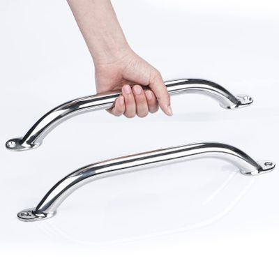 2PCS Boat Handrail Grab Handle Polished Stainless Steel Round Tube - 12" Long Marine Grab Handle