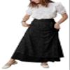 CHARTOU Womens Elegant Floral Lace Elastic High Waist Pleated Maxi Long Beach Skirts (XX-Large, Black) view 3