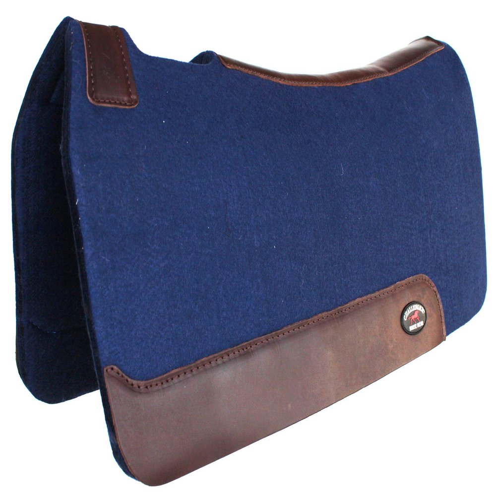 CHALLENGER Horse Saddle PAD Western Contoured Wool Felt Moisture Wicking Navy 39RT06NV