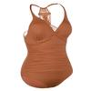 Firpearl Women's Halter One Piece Swimsuits Braid Macrame Ruched Tummy Control Swimwear Tangy Orange US6 view 4
