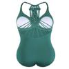 Firpearl Women's Halter One Piece Swimsuits Braid Macrame Ruched Tummy Control Swimwear Deep Emerald US6 view 3