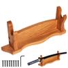 Mythrojan Medieval Sword Stand Solid Wood Horizontal Display Rack for Katana, Samurai, Gladiator, Crusader Swords Elegant Tabletop Holder, 1-Tier view 1