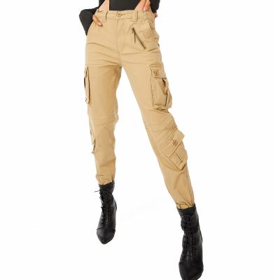 Women's Cotton Casual Military Army Cargo Combat Work Pants with 8 Pocket Khaki US 2