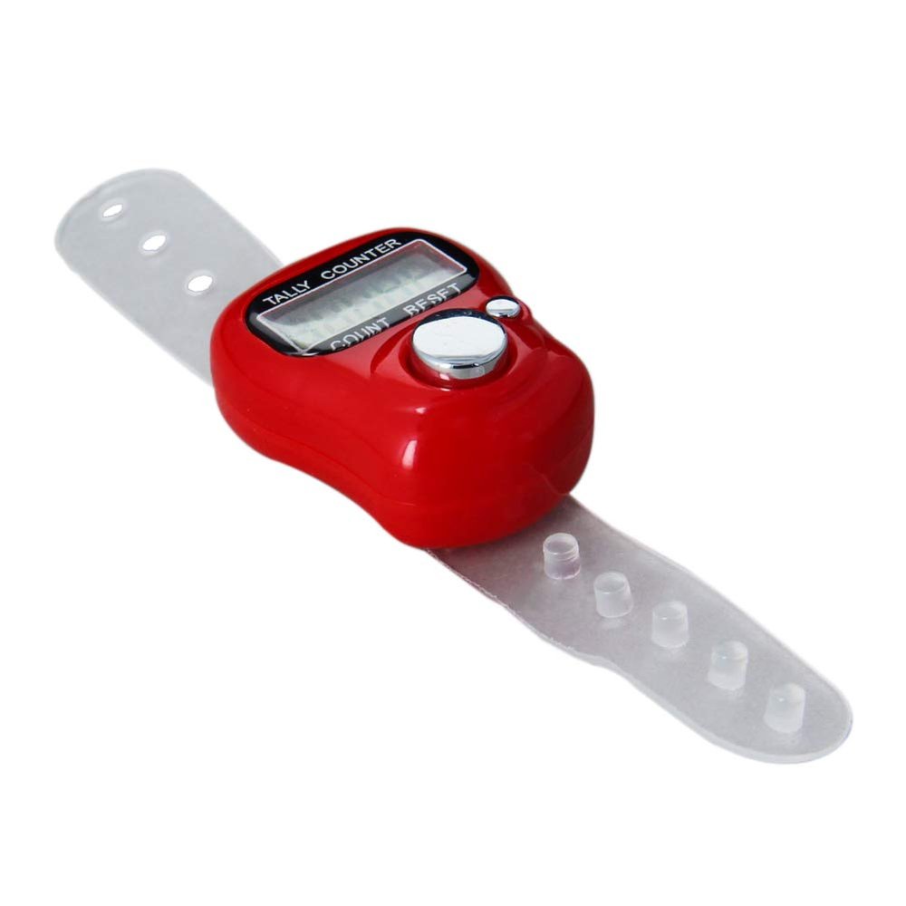 Utoolmart Electronic Finger Counter, 5 Digital LCD Finger Counter, Plastic Finger Hand Tally Counter Digital, for Golf, Goods Counting, Lap & Knitting, Red, 1 Pcs