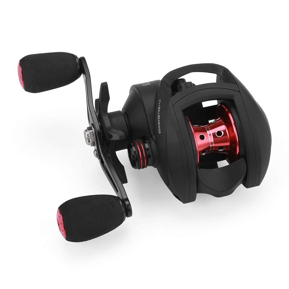 17+1 BB Bait Casting Reel with Magnetic Brake (Color red&Black Left Hand)
