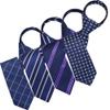 AUSKY 4 Packs Pre-tied Adjustable Zipper Skinny necktie,2.35inch Clip on Slim Ties for men or boys (Mixed C, 4) view 1