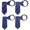 AUSKY 4 Packs Pre-tied Adjustable Zipper Skinny necktie,2.35inch Clip on Slim Ties for men or boys (Mixed C, 4) view 3