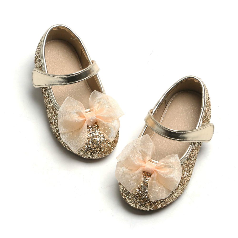 Otter MOMO Toddler/Little Girls Mary Jane Ballerina Flats Shoes Slip-on School Party Dress Gold Shoes Size 10