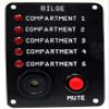 Skippers Five Compartment Bilge Alarm Panel, Customized Text, 12 v view 1