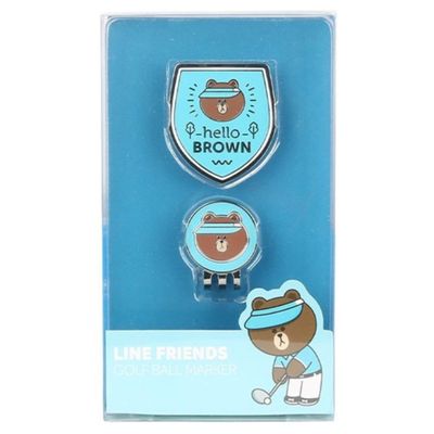 YG Sports LINE FRIENDS Brown Golf Character Ballmarker, Gift for Golfers Daddy Mom Christmas Birthday Gift, Made in Korea