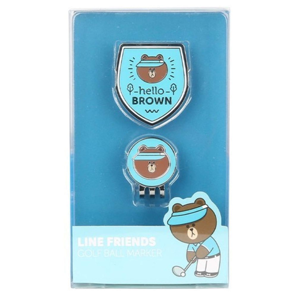 YG Sports LINE FRIENDS Brown Golf Character Ballmarker, Gift for Golfers Daddy Mom Christmas Birthday Gift, Made in Korea
