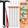 Eurmax USA Hiking Camping Tent Stakes and Hammer Set Lightweight Multi-Function Tent Hammer with Tent Stake Remover,Tent Pegs for Camping, Hiking, Backpacking, Gardening(Orange Stopper Stakes) view 1