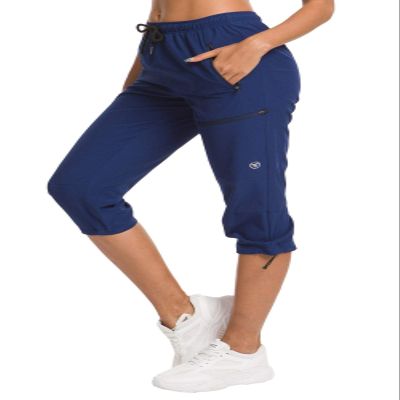 ChinFun Women's Outdoor Quick Dry Pants Breathable Water-Resistant UPF50+ Camping Hikking Capri Pants Navy S