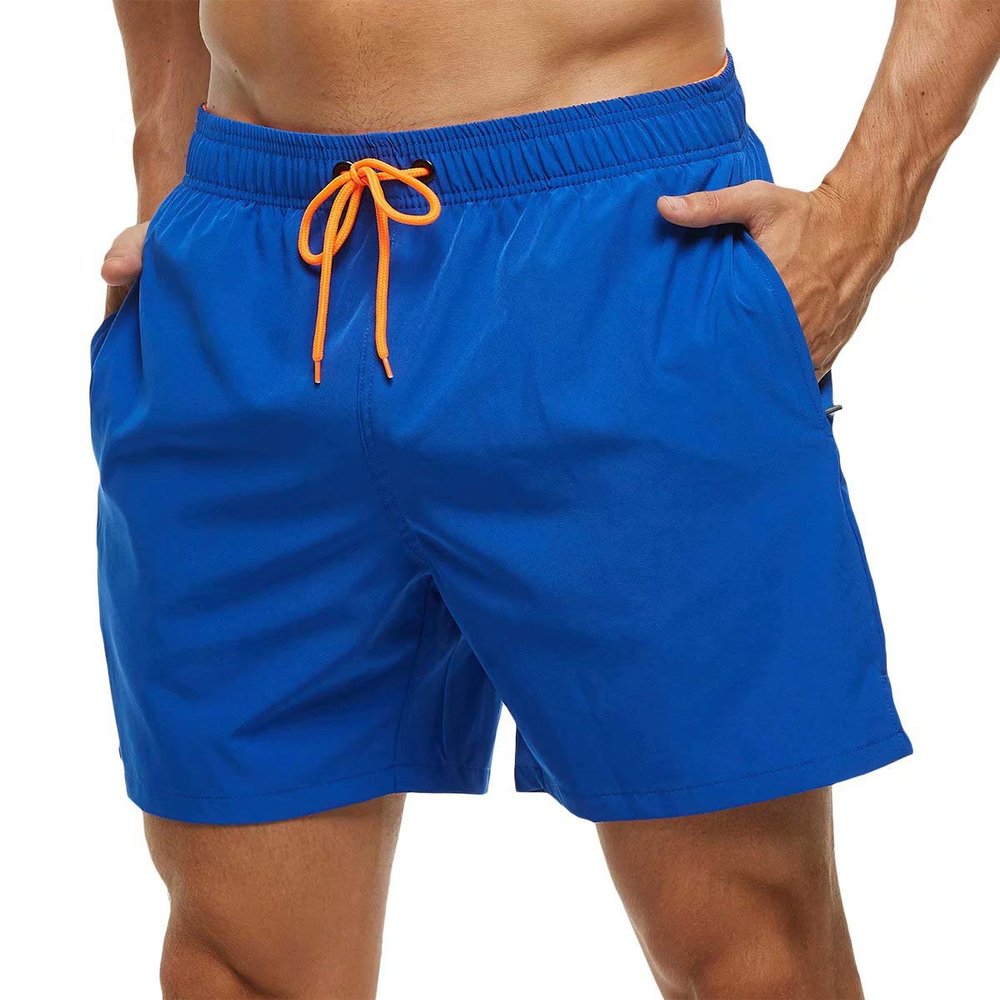 Tyhengta Men's Stretch Swim Trunks Quick Dry Beach Shorts with Zipper Pockets and Mesh Lining Deep Blue 30