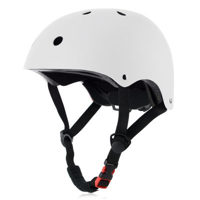OUWOR Youth Skateboard Bike Helmet for Boy and Girl, Lightweight Adjustable, Multi-Sport for Bicycle Skate Scooter (White, Medium)