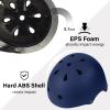 OUWOR Youth Skateboard Bike Helmet for Boy and Girl, Lightweight Adjustable, Multi-Sport for Bicycle Skate Scooter (Navy, Medium) view 2