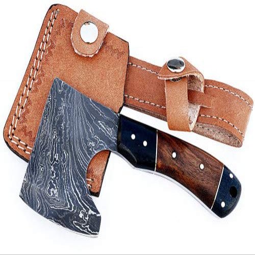 Axe Damascus Steel 6.5" Rose Wood Handle Mini Axe/Hand Forged Woodsman Axe