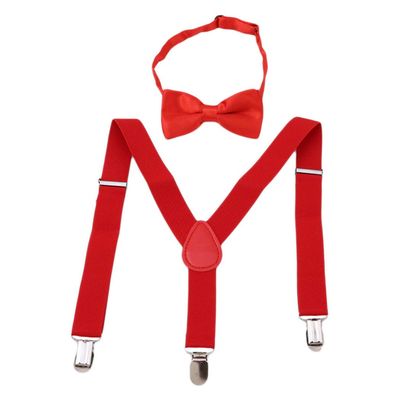 LIUCM Lovely Kids Adjustable Clip-On Braces Boys Girls Y-Back Suspender Child Elastic(red)