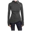 JOFOW Women Turtleneck Zipper Solid Color Basic Tops Casual Long Sleeve Slim Fit Pullover Dark Gray view 1