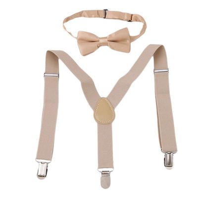 LIUCM Lovely Kids Adjustable Clip-On Braces Boys Girls Y-Back Suspender Child Elastic(Beige)