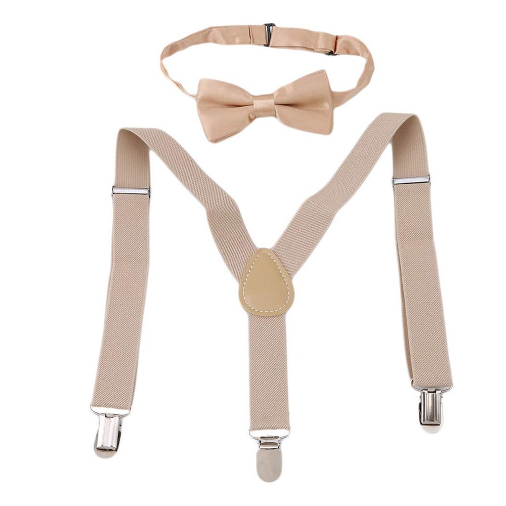 LIUCM Lovely Kids Adjustable Clip-On Braces Boys Girls Y-Back Suspender Child Elastic(Beige)