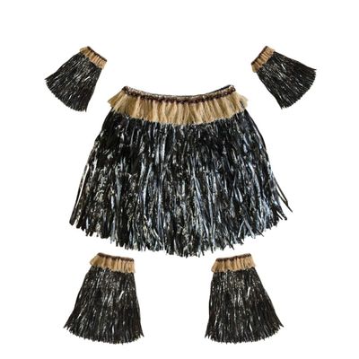 Girl Clothing Adults Hawaiian Luau Hula Skirts Set Grass Skirt Hawaiian Leaves for Beach Luau Carnival Party Costume Supplies 5pcs (Black) Girl Clothes