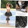 Girl Clothing Adults Hawaiian Luau Hula Skirts Set Grass Skirt Hawaiian Leaves for Beach Luau Carnival Party Costume Supplies 5pcs (Black) Girl Clothes view 2