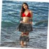 Girl Clothing Adults Hawaiian Luau Hula Skirts Set Grass Skirt Hawaiian Leaves for Beach Luau Carnival Party Costume Supplies 5pcs (Black) Girl Clothes view 3
