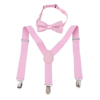 LIUCM Lovely Kids Adjustable Clip-On Braces Boys Girls Y-Back Suspender Child Elastic(Pink)