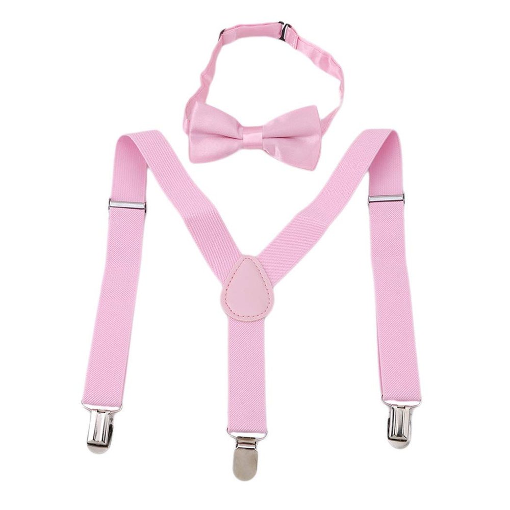 LIUCM Lovely Kids Adjustable Clip-On Braces Boys Girls Y-Back Suspender Child Elastic(Pink)