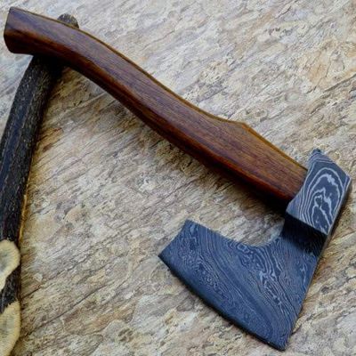 Axe Damascus Steel 16" Rose Wood Handle Axe/Hand Forged Woodsman Axe
