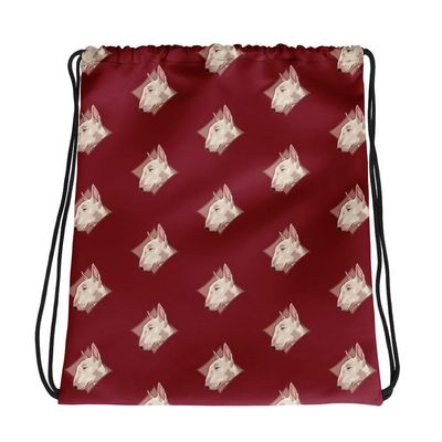 Lolamart Dark Red Diamond Logo Sports Drawstring bag