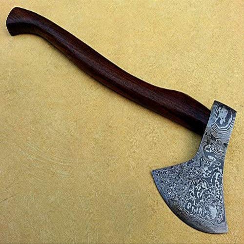 Axe Damascus Steel 17" Natural Wood Handle Axe/Hand Forged Woodsman Axe